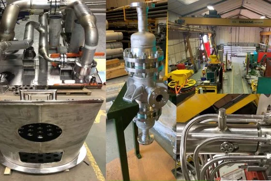 stainless steel pipework fabrication and welding in industrial workshop UK